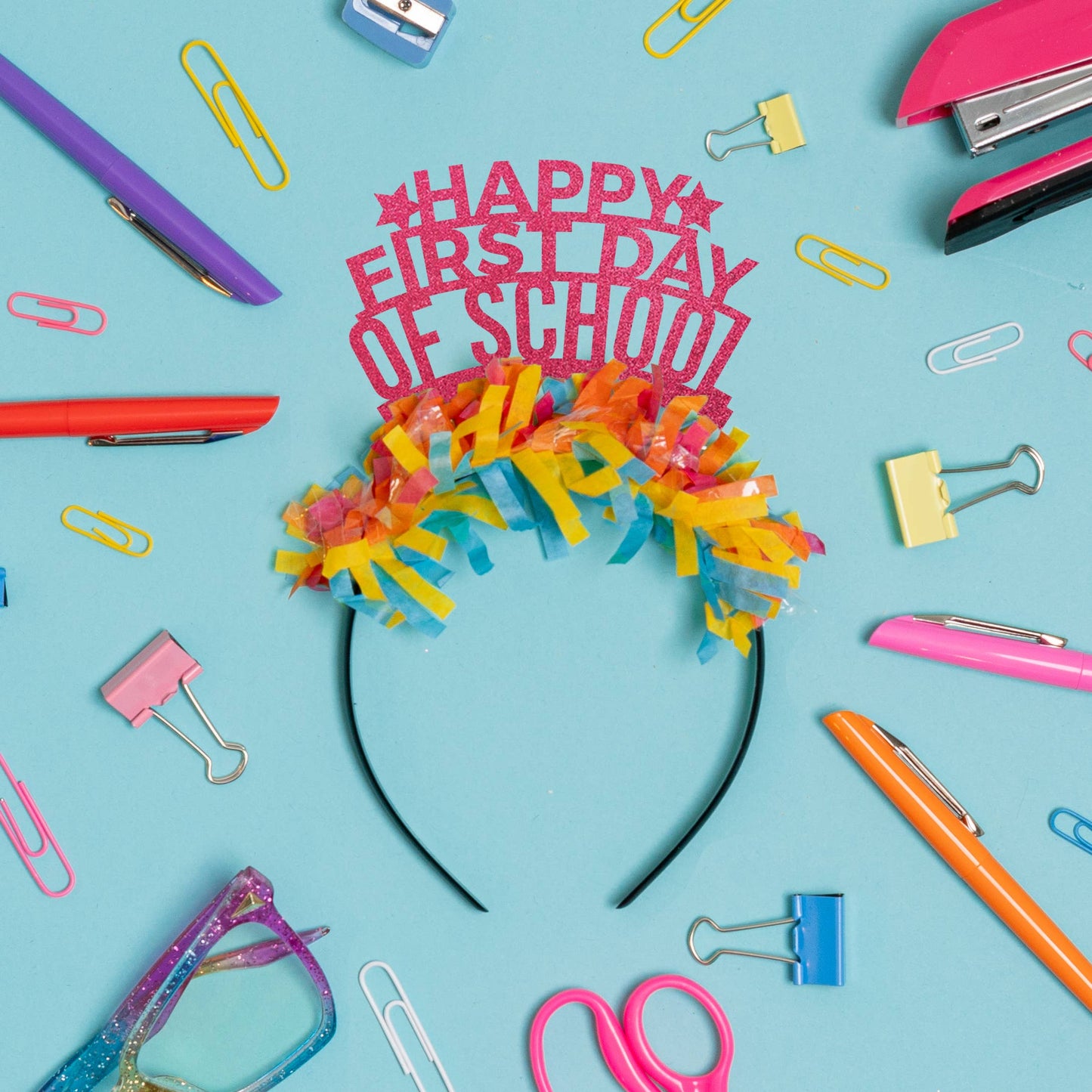 Happy First Day of School - Back to School - Party Headband: Gold/Multi