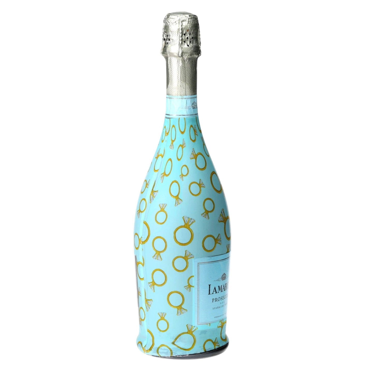 Blue Engagement Ring Prosecco Bottle Wrap