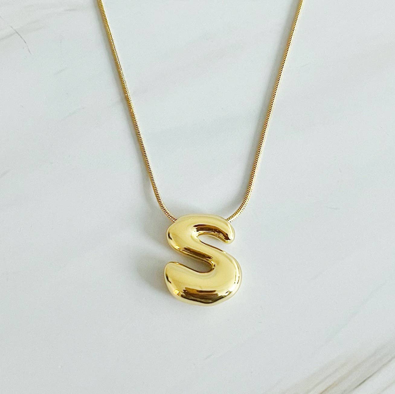 Balloon Letter Initial Necklace: C