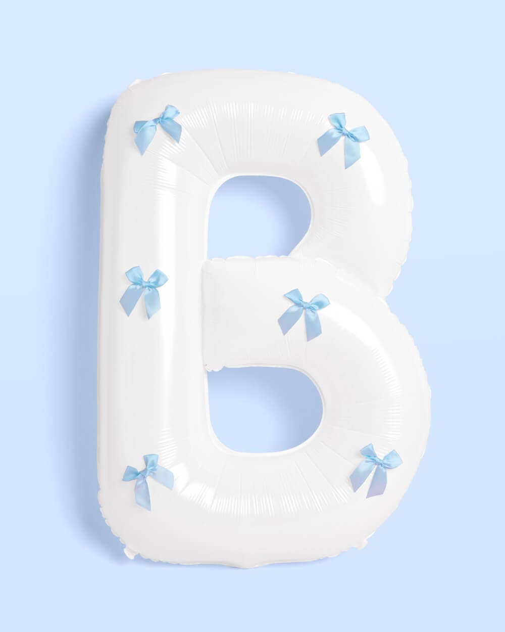 White Bride Balloons with Blue Bows | Bridal Party Decor