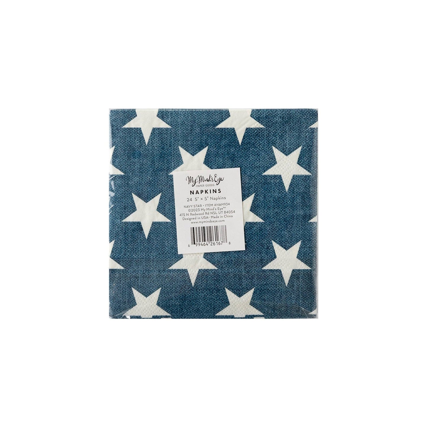 HAM934 - Navy Star Cocktail Napkin