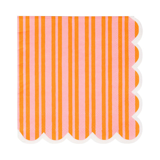 ORA1137 - Orange & Pink Striped Cocktail Napkin