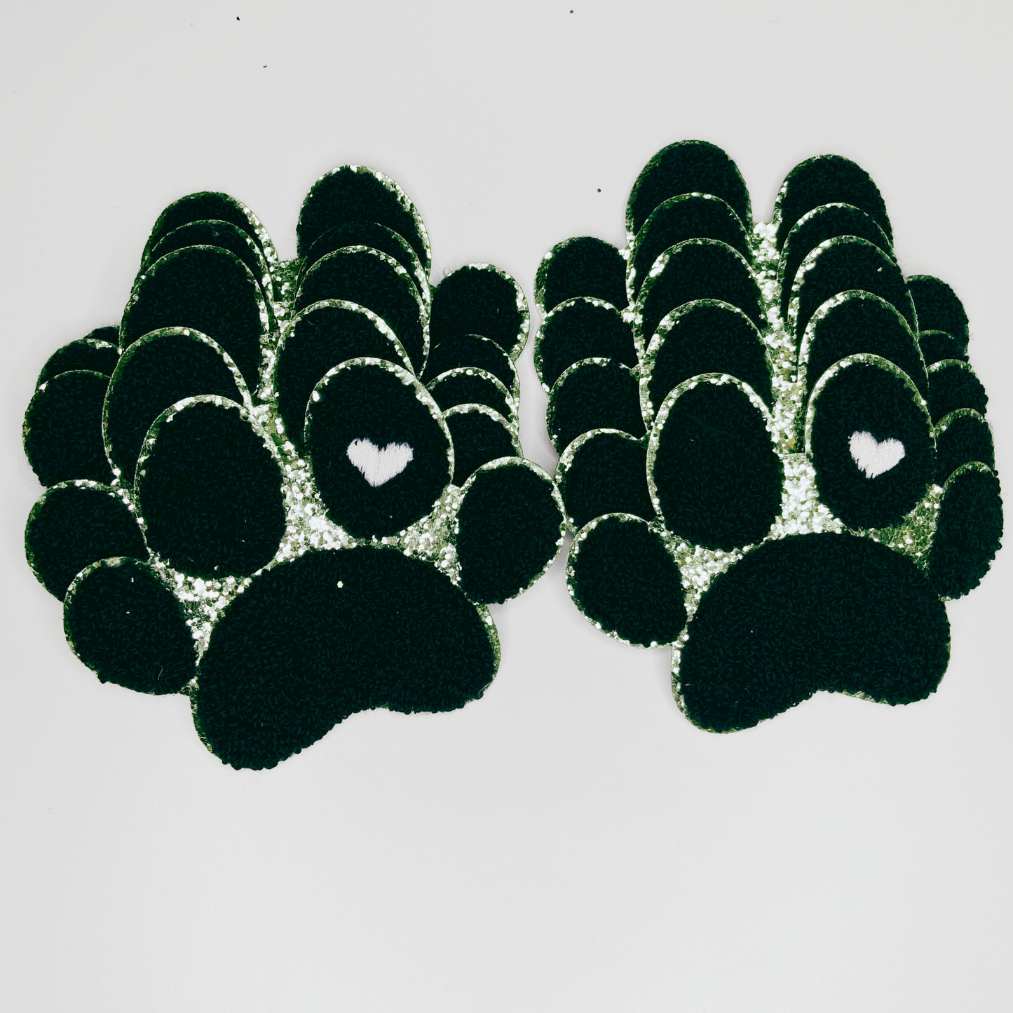 Paw Print with Embroidery heart detail - Chenille Patch: Chenille Patch