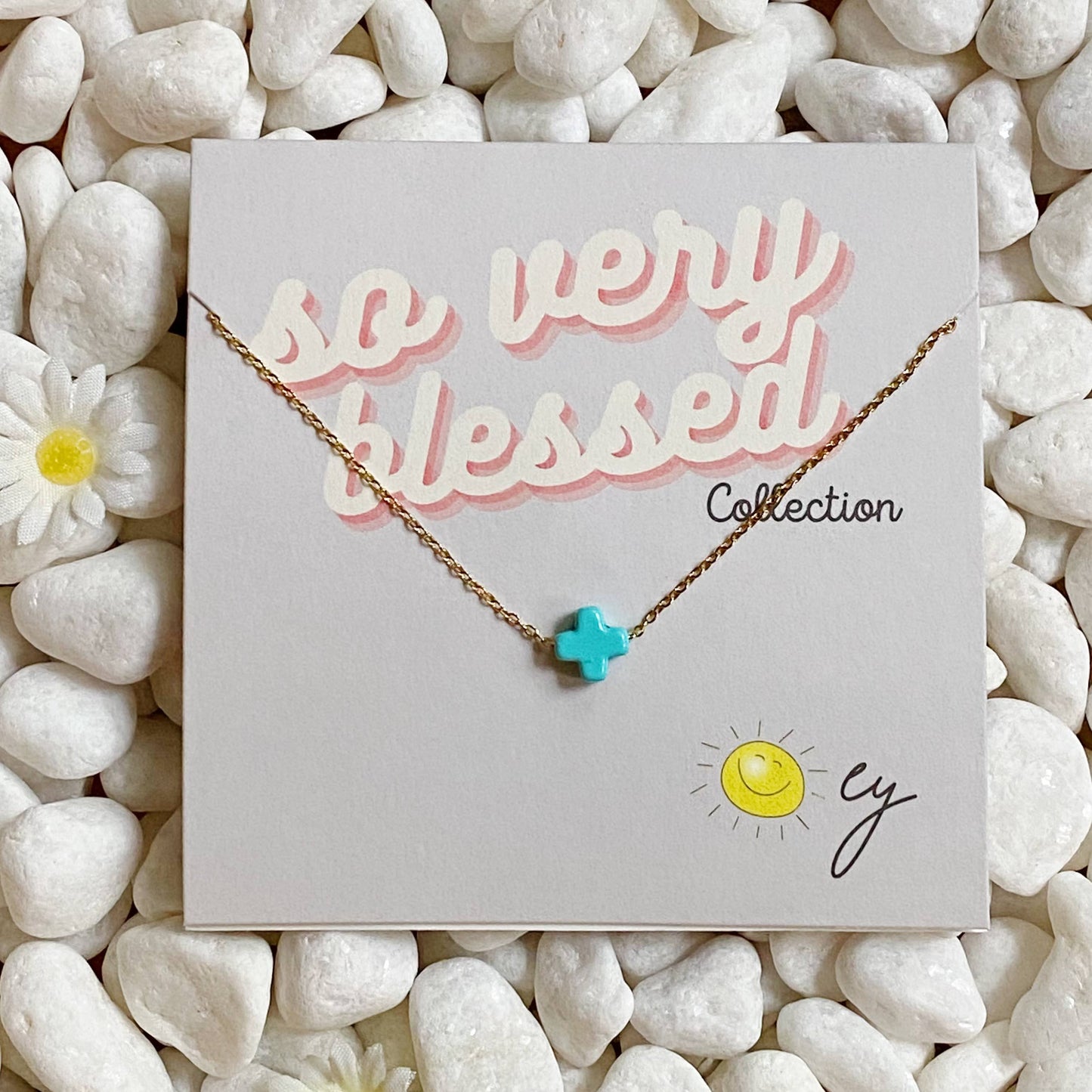 So Very Blessed Cross Necklace: Blue