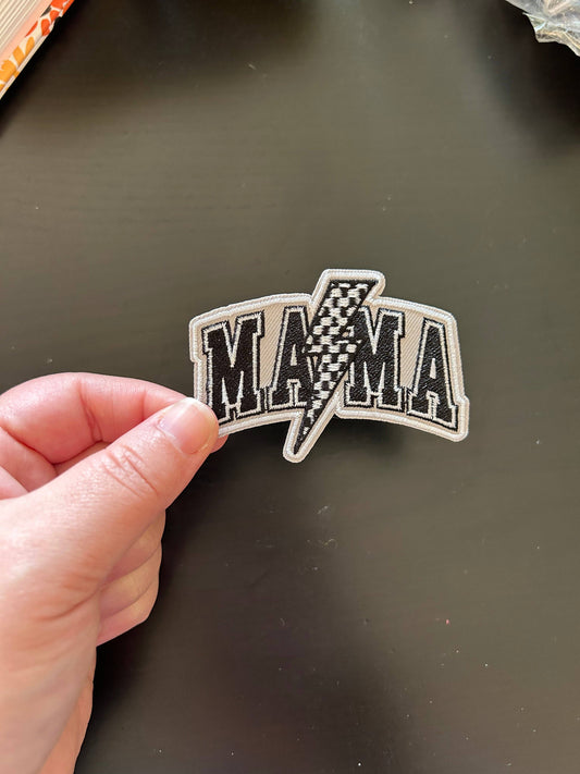 Mama Checkered Lightning Bolt Patch