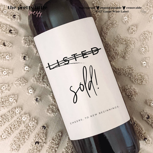 Housewarming Gift, New Place, Housewarming Wine Label, New Home Gift Box, Gift for Her, Him, New Home Owner Gift, Realtor Gift to Clients: Small Label 4"x4"