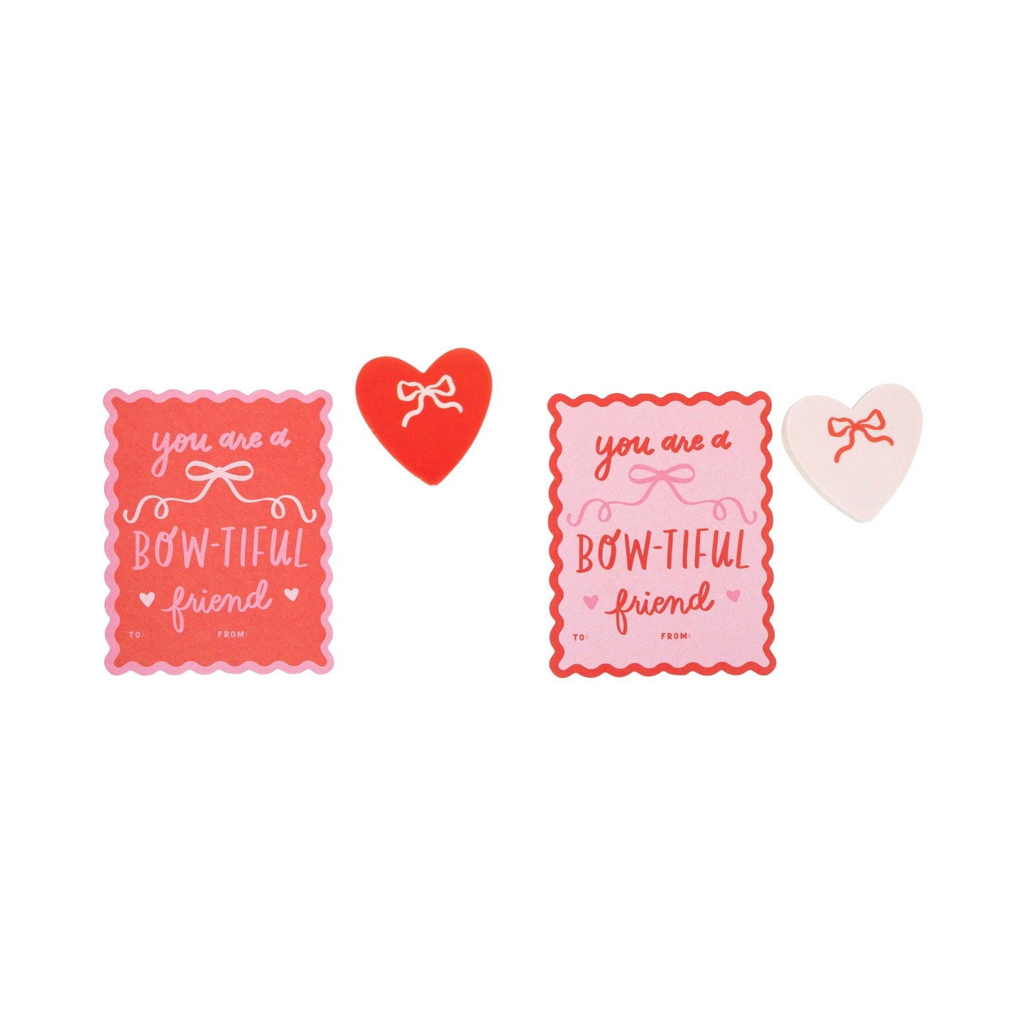 PLKC164 - Bows Valentine's Cards and Eraser Set (12 each)