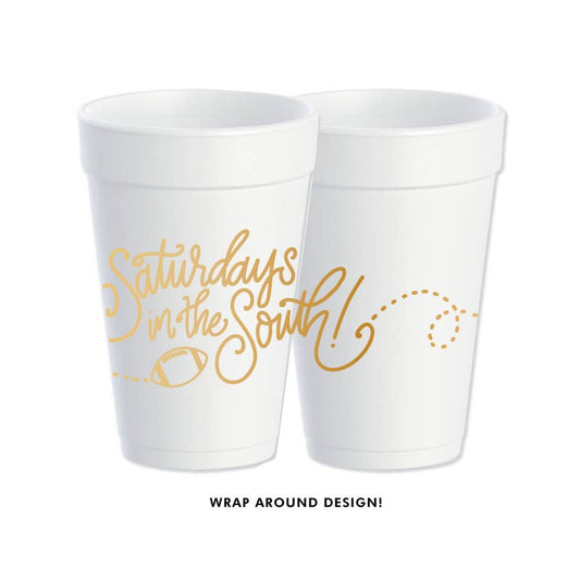 Saturdays in the South (6 colors) | Game Day Foam Cups: Gold (metallic)