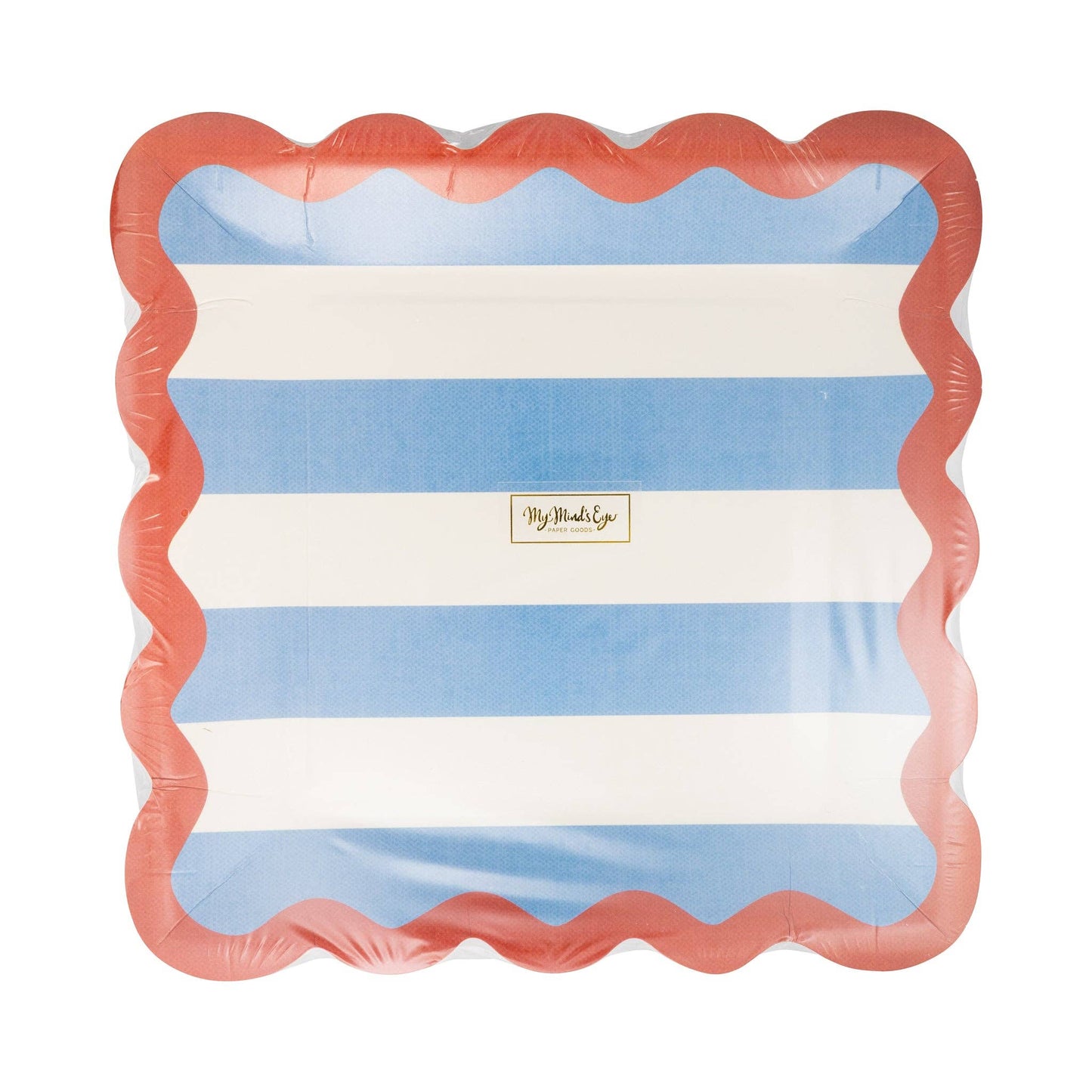 HAM1141 - Hamptons Stripes 9" Ric Rac Trim Paper Plate