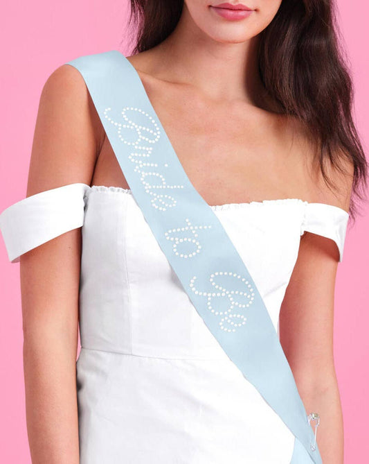 Pearl Bride To Be Sash | Blue Bachelorette Bridal Shower