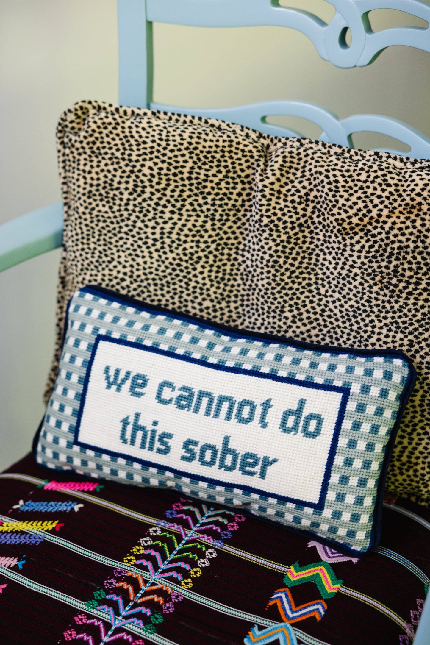 Sober Needlepoint Pillow