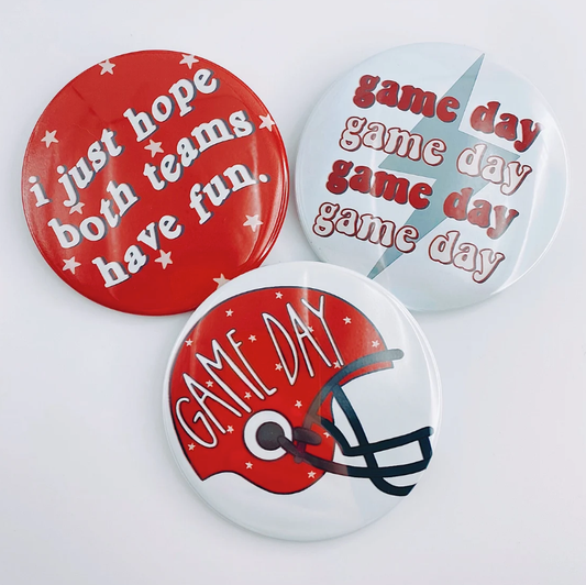 Red Game Day Tailgate Buttons | Game Day Pins: GAME DAY LIGHTNING BOLT