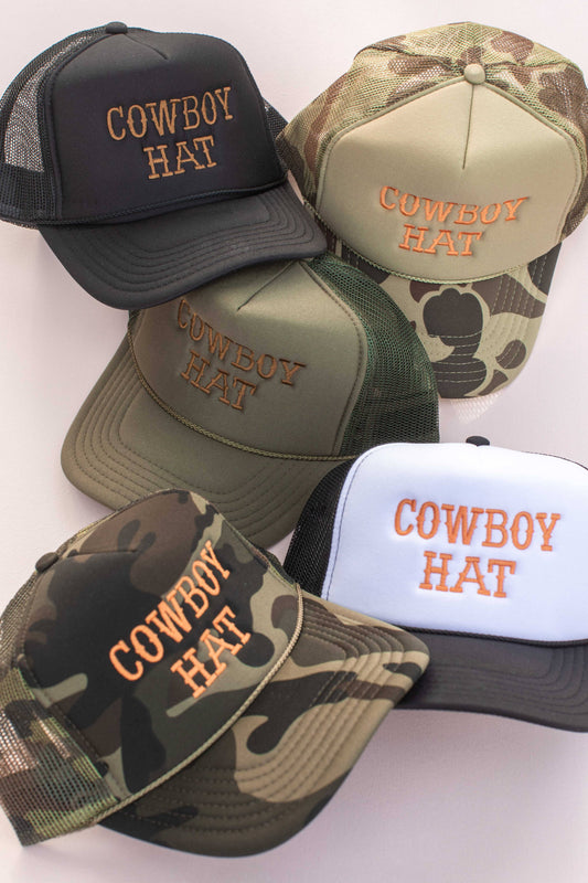 Cowboy Embroidery Trucker Hat Cap: Black