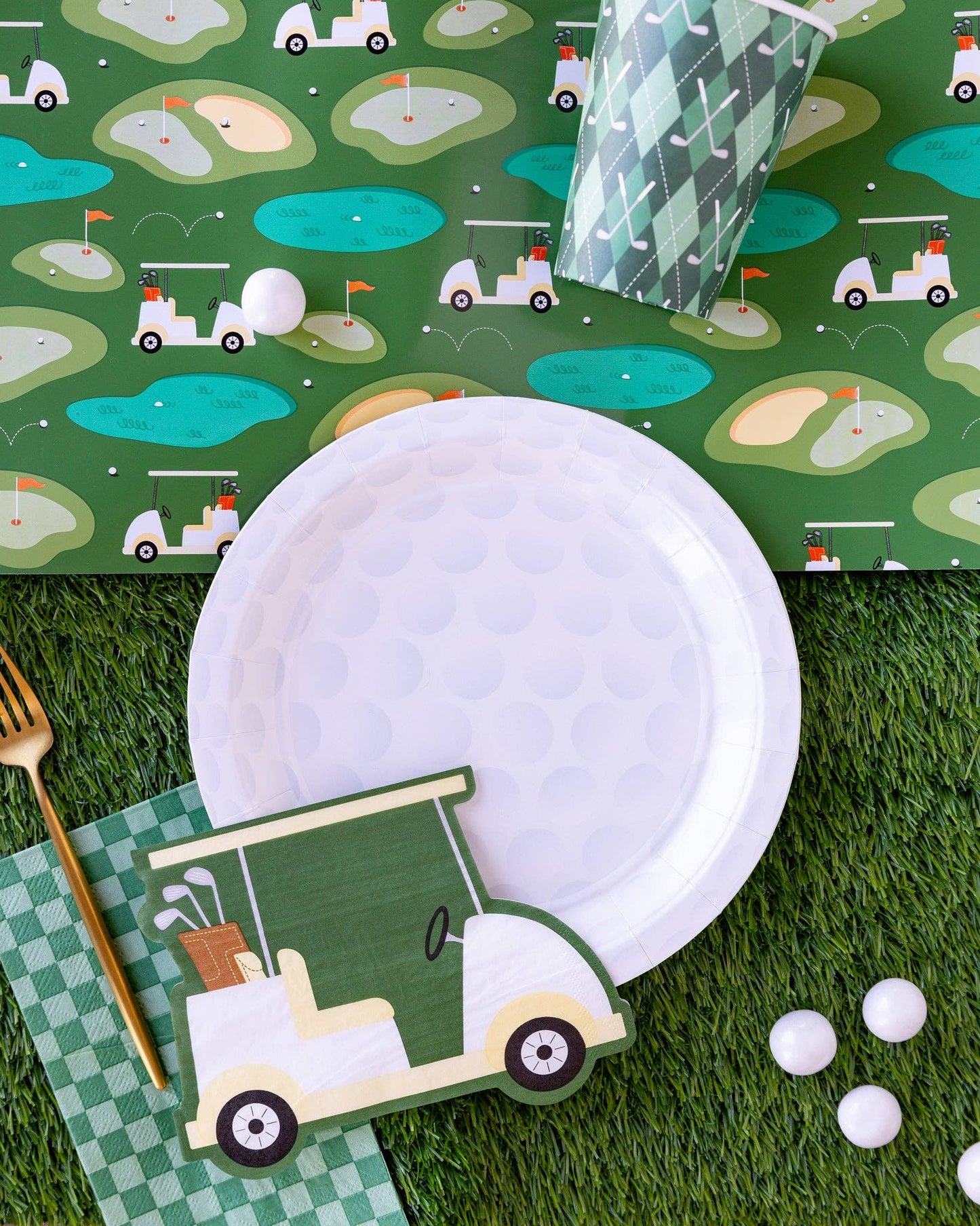 GLF1140 - Golf Ball Paper Plate
