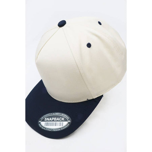 Classic  Two Tone Snap Back Baseball Cap: CREAM/NAVY / ONE