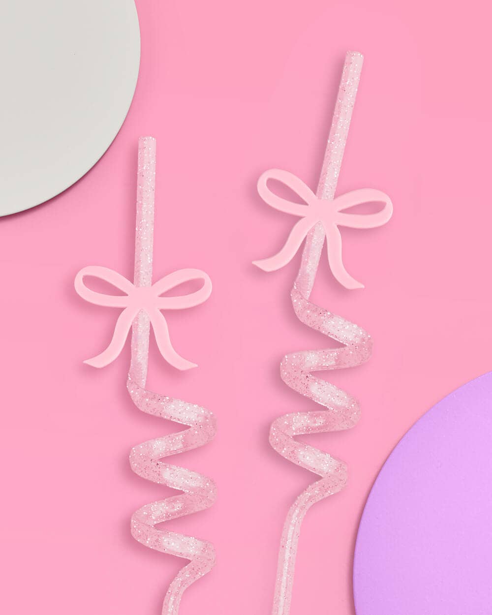 Bow Reusable Glitter- 12 Straws | pink glitter, drinkware