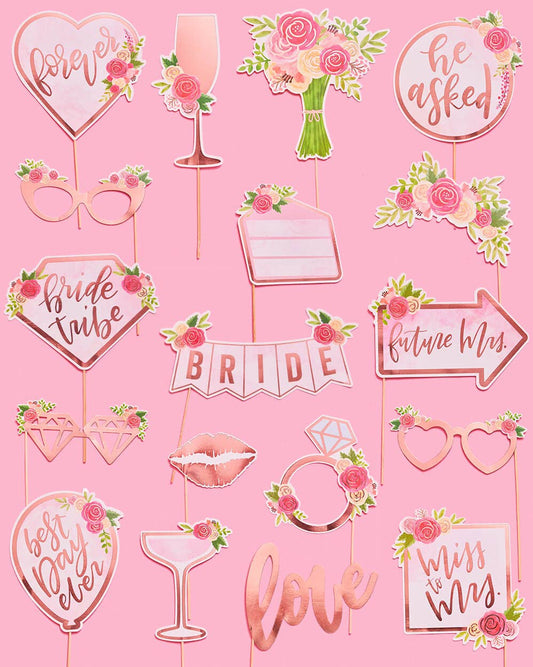 Bridal Shower Photo Booth Prop Set, Bach Party Decor