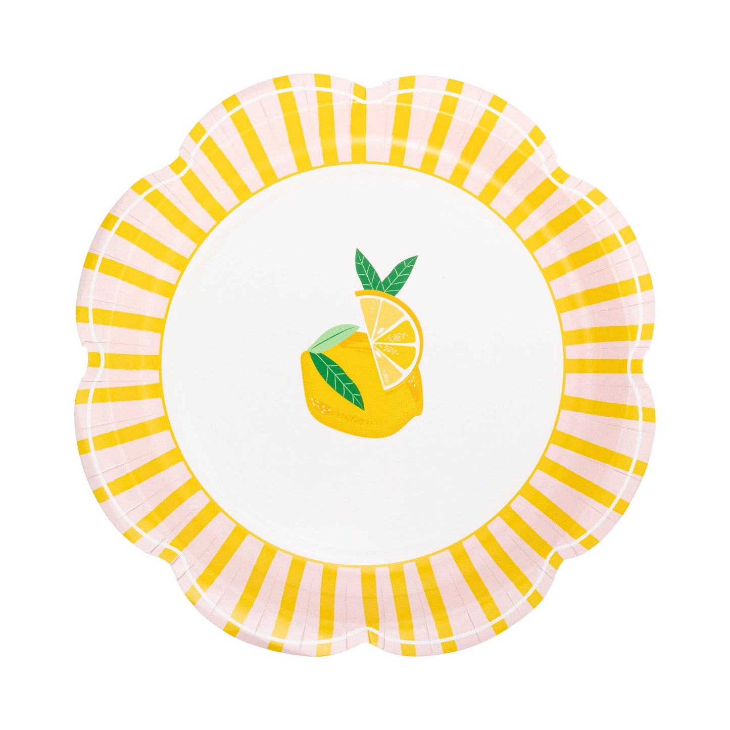 LEM1142 - Yellow & Pink Striped Scallops Plate