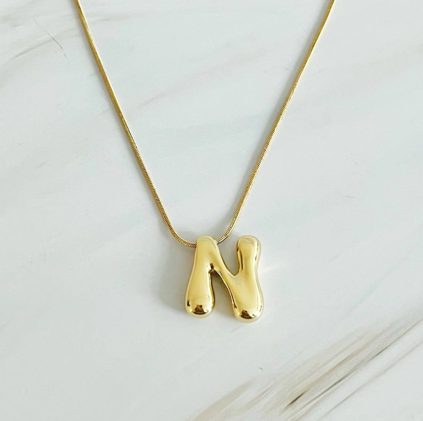 Balloon Letter Initial Necklace: C