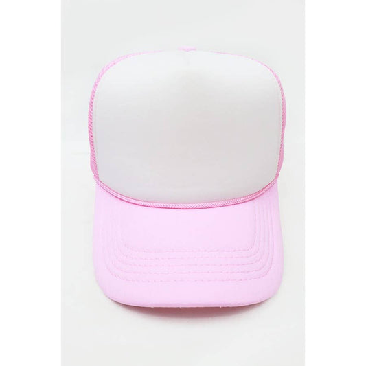 Classic Foam Solid Two Tone Trucker Hat: LIGHT PINK / ONE