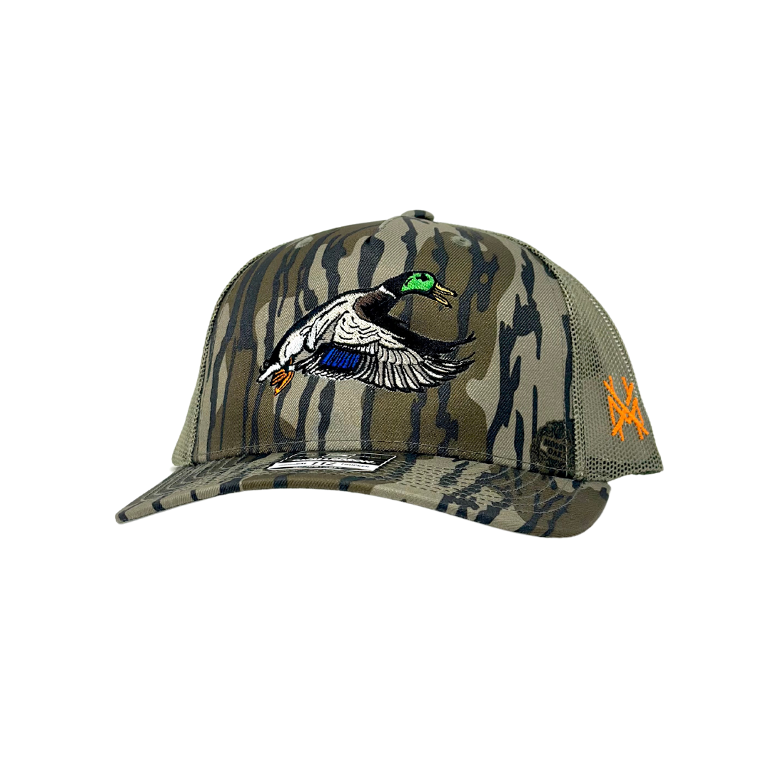 Mallard Trucker Hat: Retro Dark Green/ Natural