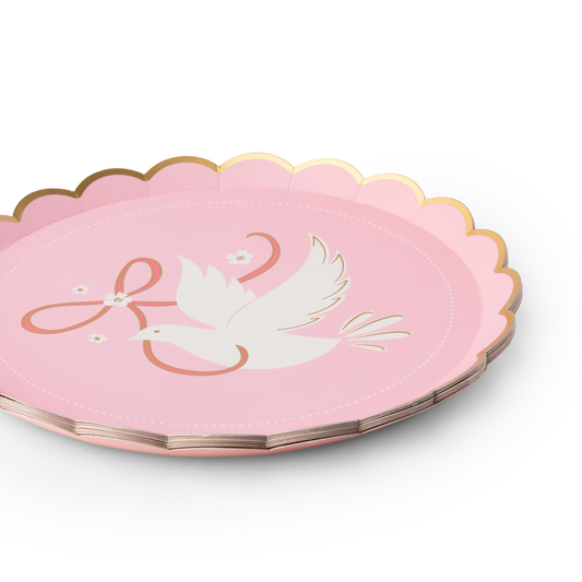 Dove Petal Pink Small Plates, 8.5 in. (Set of 8)