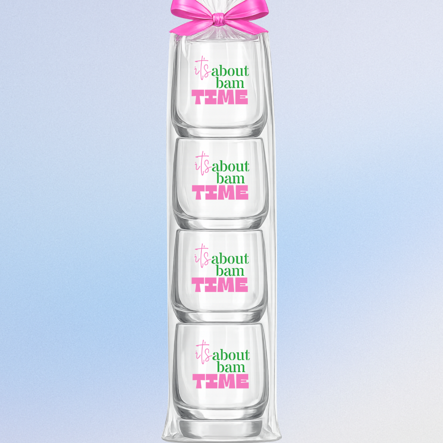 Mahjong Stemless 4 ct Set Wine Glasses "It's About Bam Time"