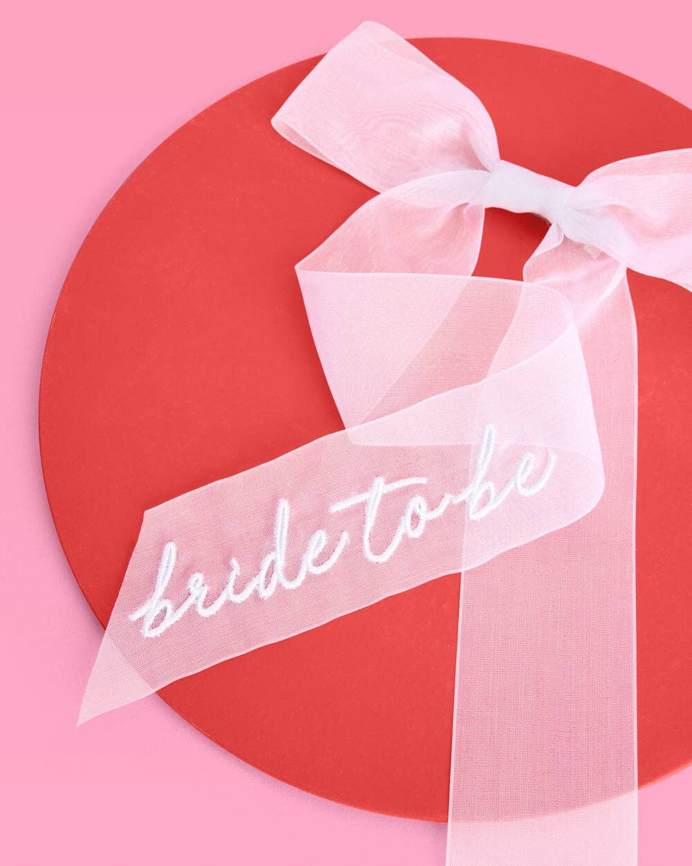Bride to Be Embroidered Hair Bow | White Organza Bridal