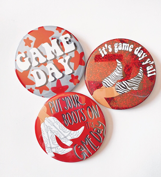 Red Game Day Tailgate Buttons | Game Day Pins: IT'S GAME DAY Y'ALL