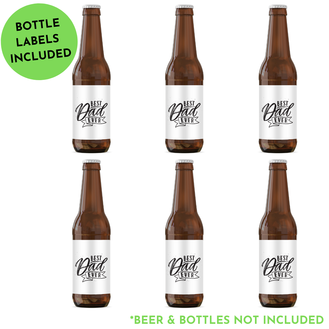 Best Dad Ever 6 pack Holder & 6 Matching Labels