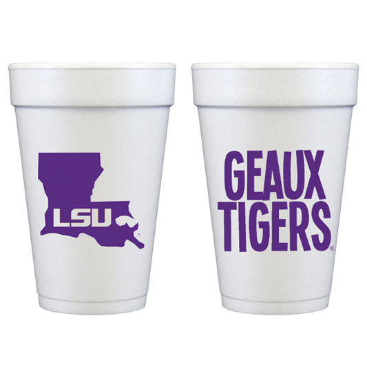 Foam Cup - LSU Louisiana State /Geaux Tigers (10 ct bag)