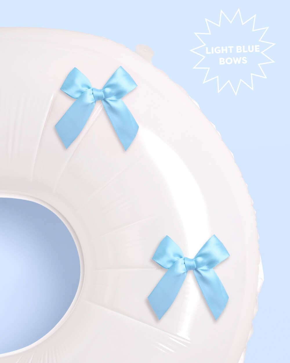 White Bride Balloons with Blue Bows | Bridal Party Decor