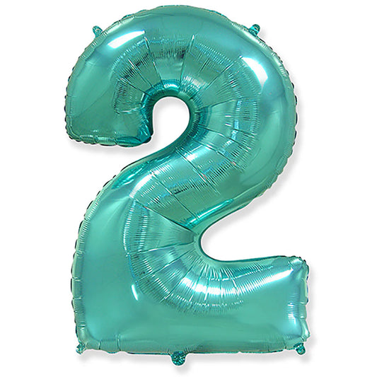42 Inch Teal Number 2 Foil Balloon