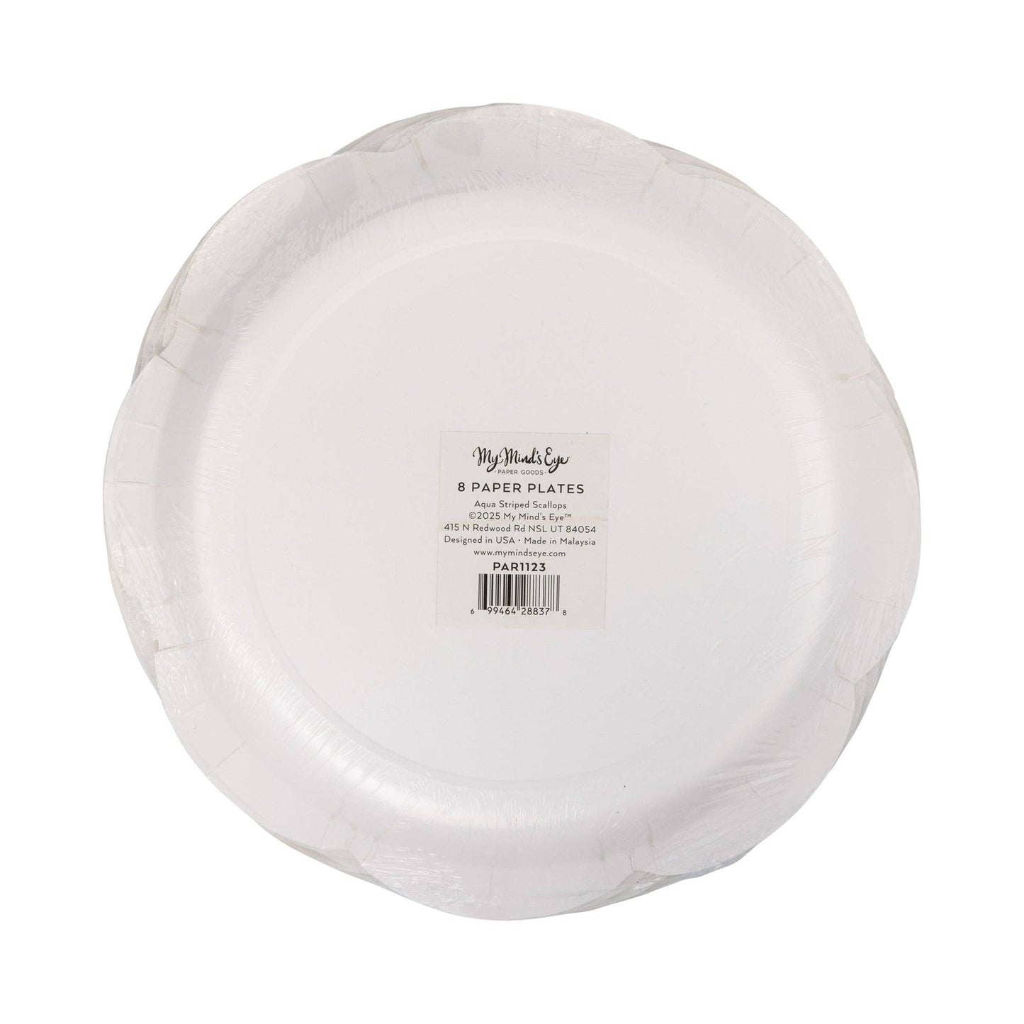 PAR1123 - Aqua Striped Scallops 9" Plate