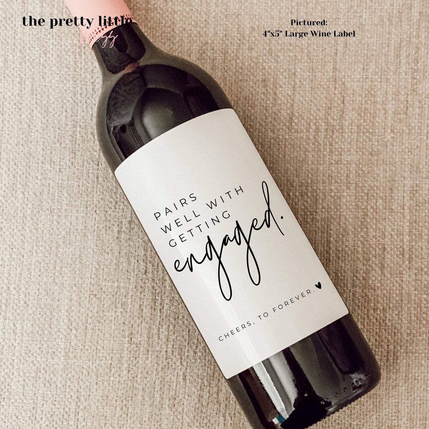 Engagement Wine Label. Champ/Beer 4"x3"
