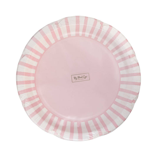 PAR1138 - Pink Striped 9" Scallops Plate