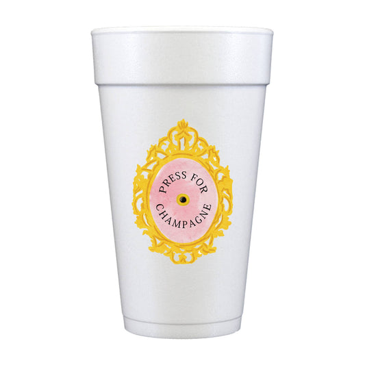 Press For Champagne Full Color Foam Cups - Party