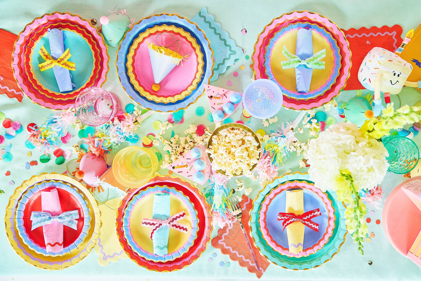 Rainbow Ric Rac Assorted Dessert Plates (10 ct)
