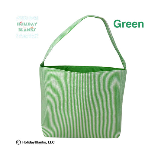 Easter or Halloween Seersucker basket embroidery blanks: Green