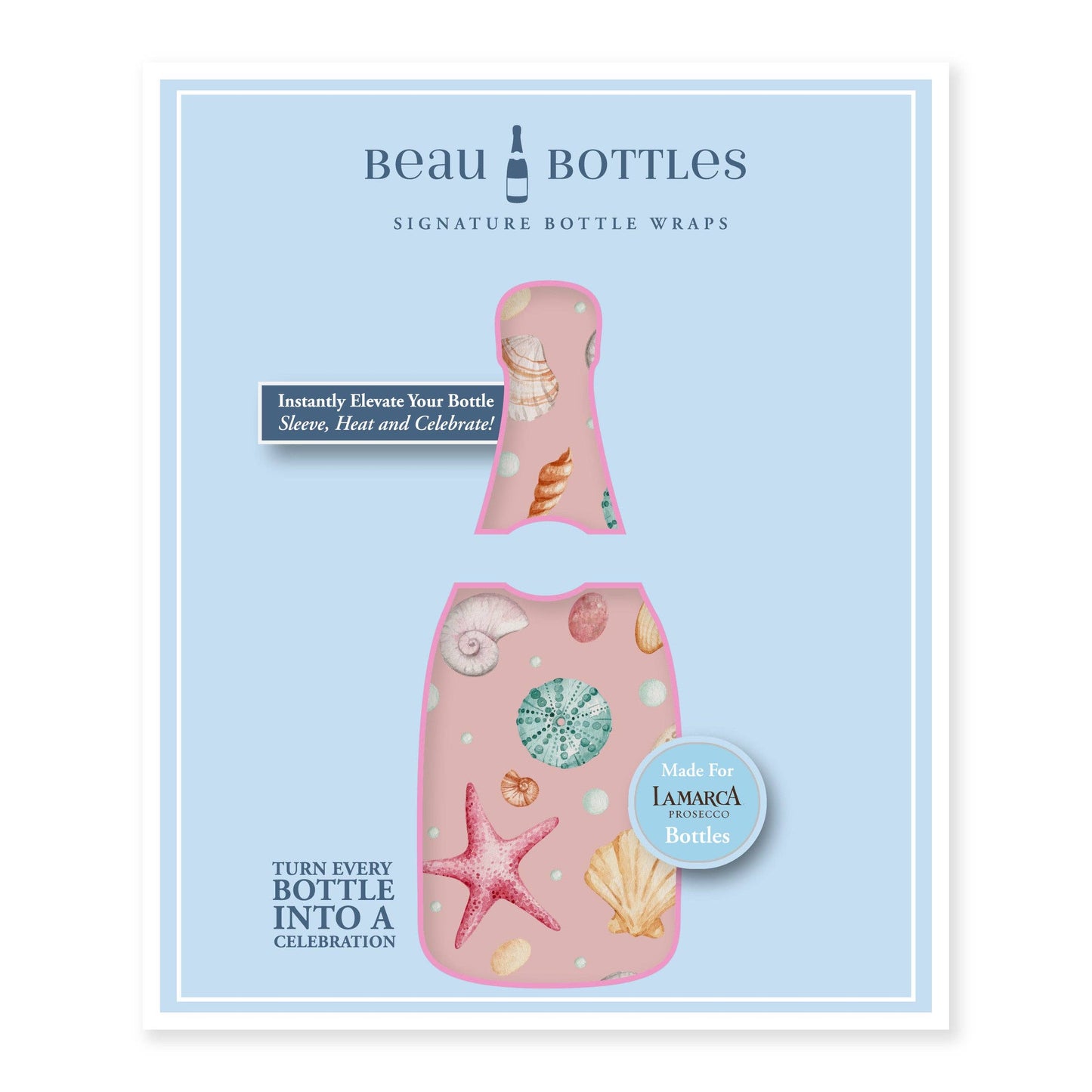 Pink Seashells Prosecco Bottle Wrap