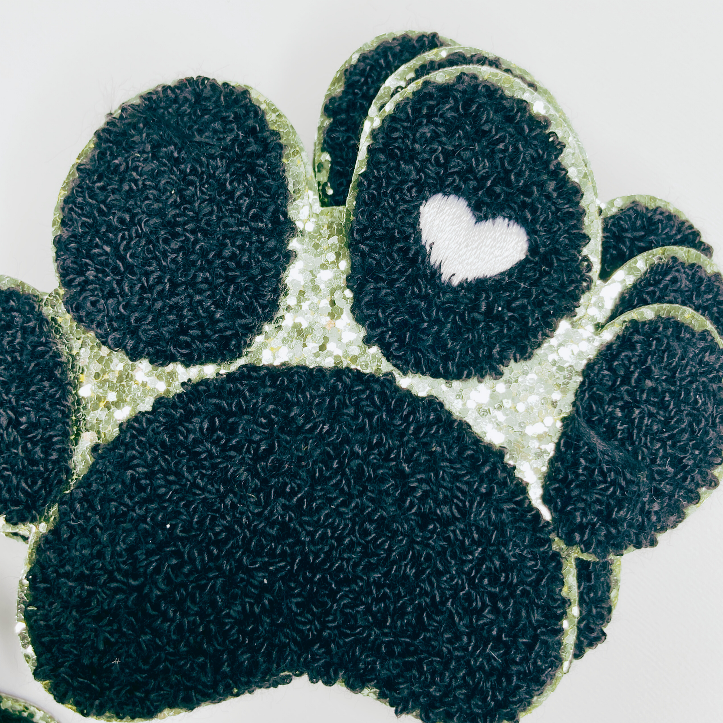 Paw Print with Embroidery heart detail - Chenille Patch: Chenille Patch