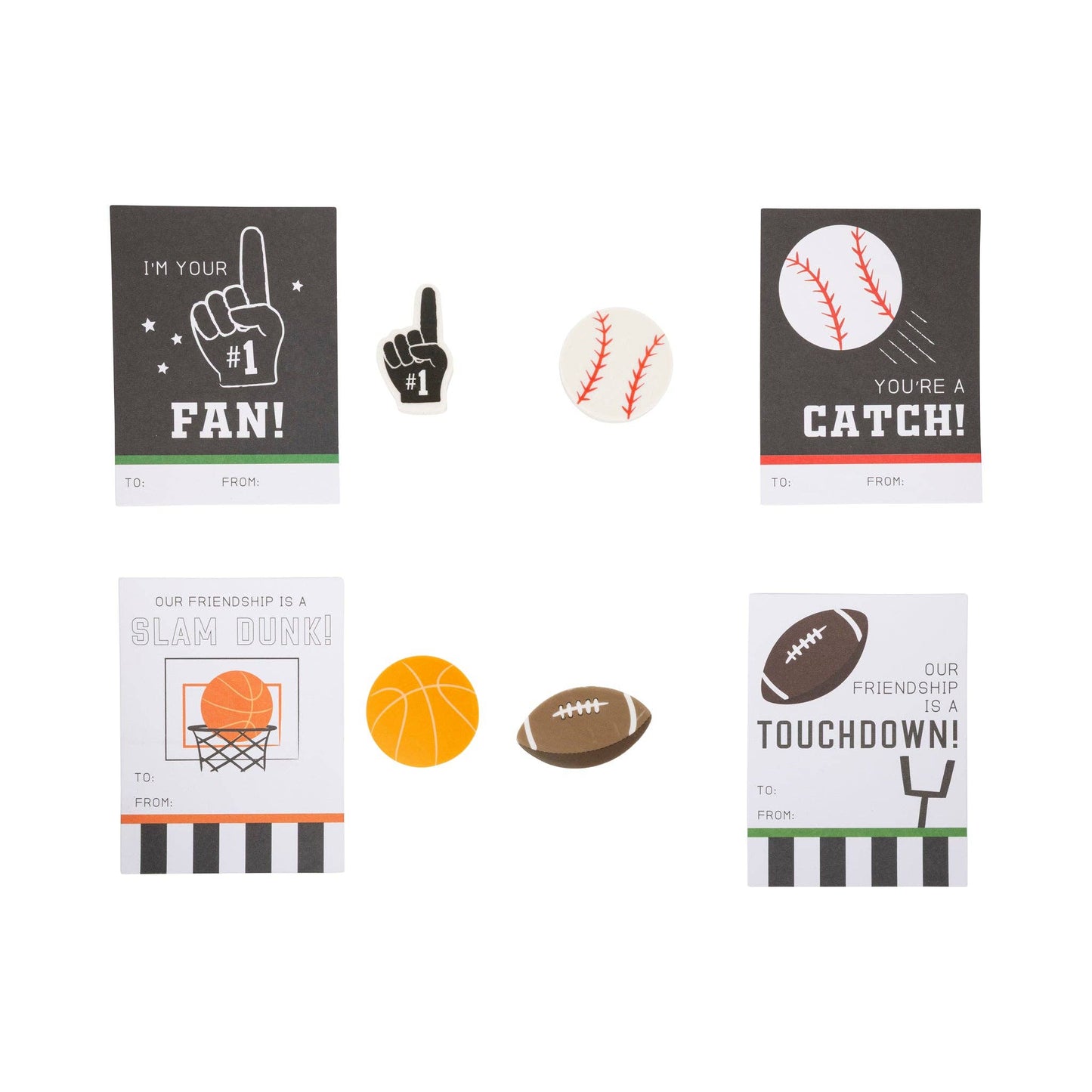 PLKC159 - Sports Valentine's Cards and Eraser Set (12 each)