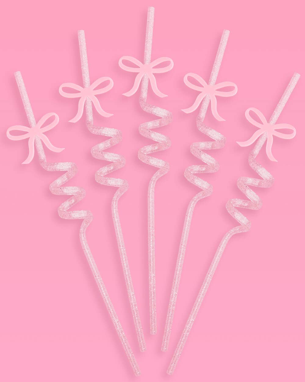 Bow Reusable Glitter- 12 Straws | pink glitter, drinkware