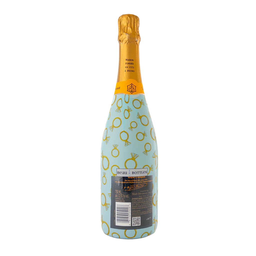 Blue Engagement Ring Champagne Bottle Wrap