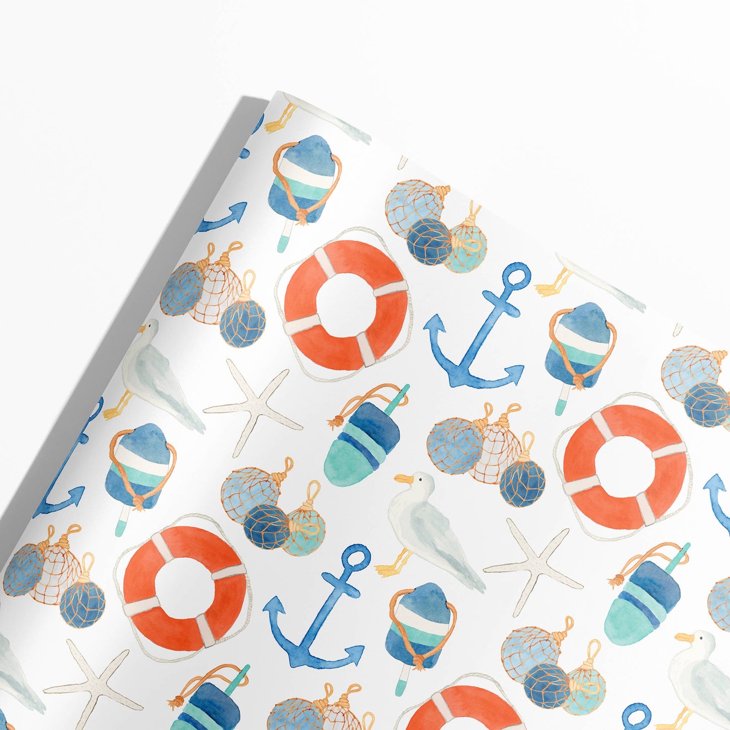 Retro Coastal Gift Wrap | Nautical Gift Wrap: Roll of 3 Sheets