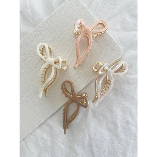 Bow Shaped Acetate and Metalltic Hair Clip: Assorted / ONE SIZE