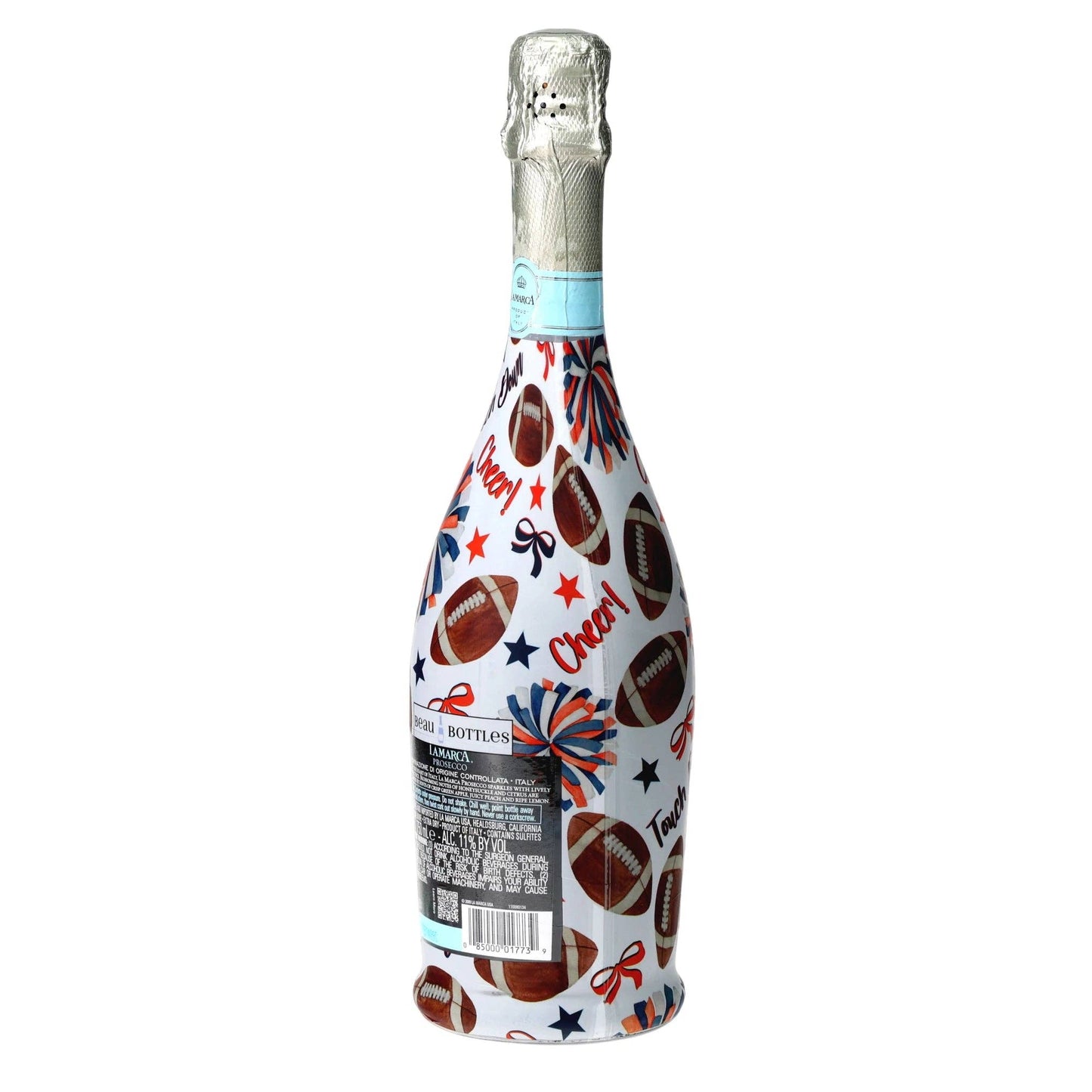 Navy & Orange Game Day Prosecco Bottle Wrap