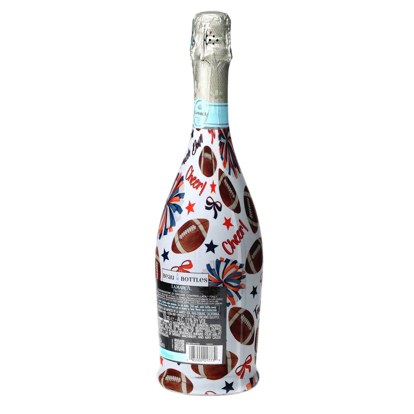 Navy & Orange Game Day Prosecco Bottle Wrap