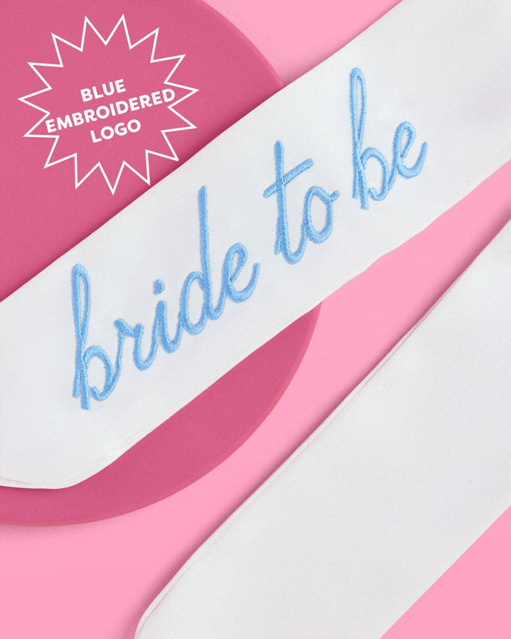 Bride To Be Embroidered Hair Bow | white, blue bridal