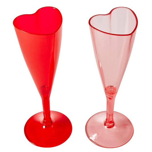 Set of 6 Acrylic Heart Champagne Flute: Acrylic